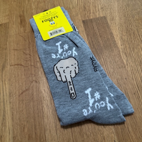 Foozys Men's 6-12 Gray You're #1 Middle Finger Socks NEW - Picture 2 of 6